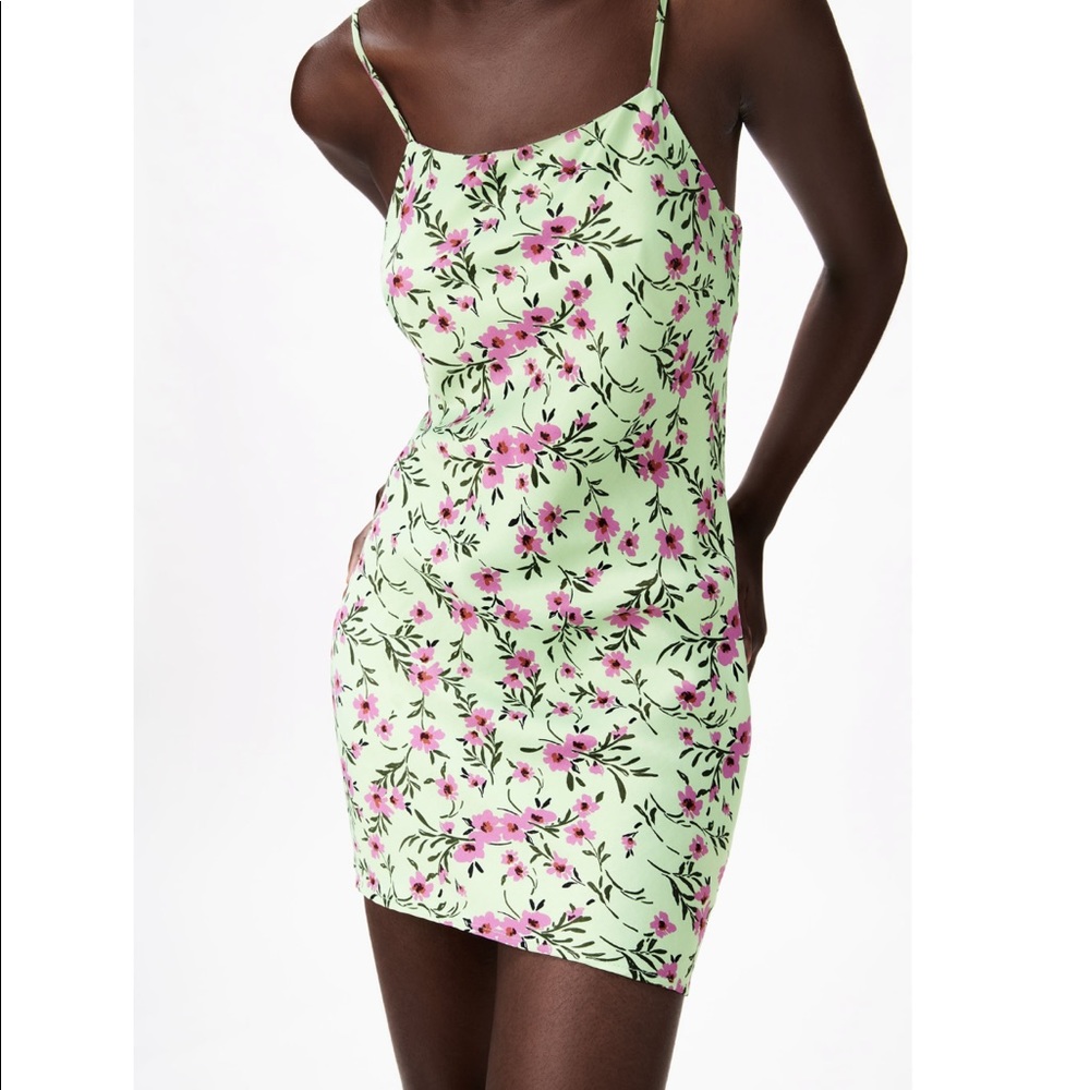 Zara satin effect print dress